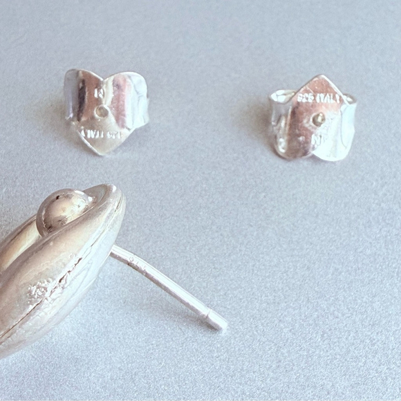 Puffy Mariner/ Coffee Bean Dangle Italian Earrings in Sterling Silver - Picture 5 of 7